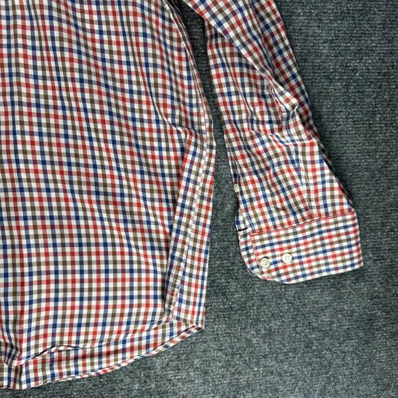 St Croix Shirt Mens Medium Button Down Red White Blue Check Cotton Fashion Fit - Picture 4 of 8